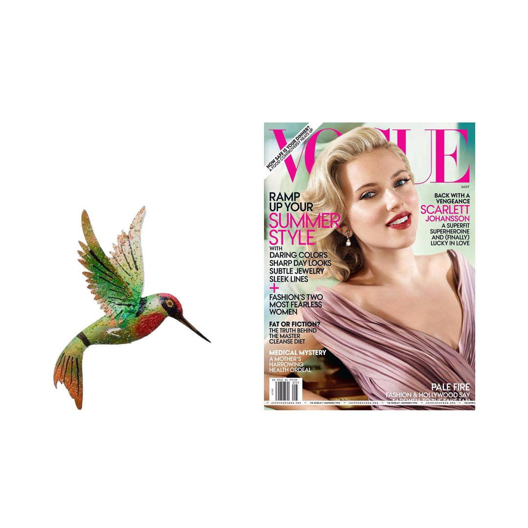 Bird Artisan Handcrafted Iron Wall Sculpture Mexico - Little Emerald Hummingbird