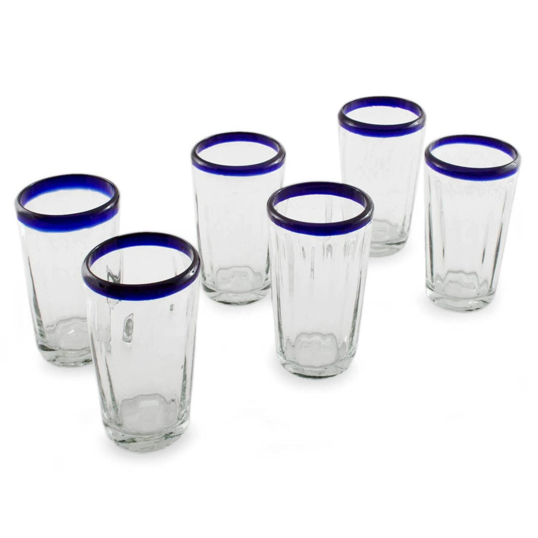 Handmade Glass Recycled Juice Drinkware (Set of 6) - Cobalt Groove