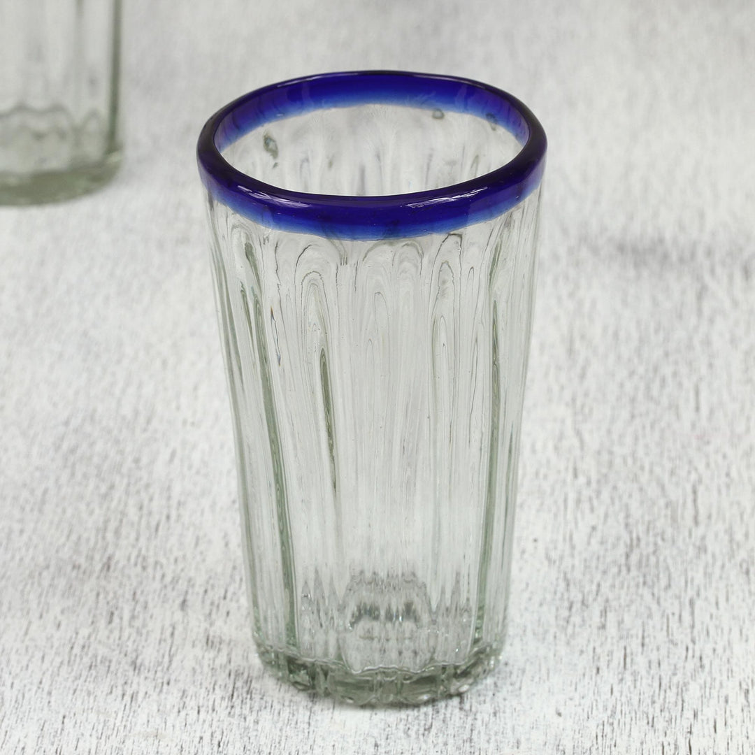 Handmade Glass Recycled Juice Drinkware (Set of 6) - Cobalt Groove