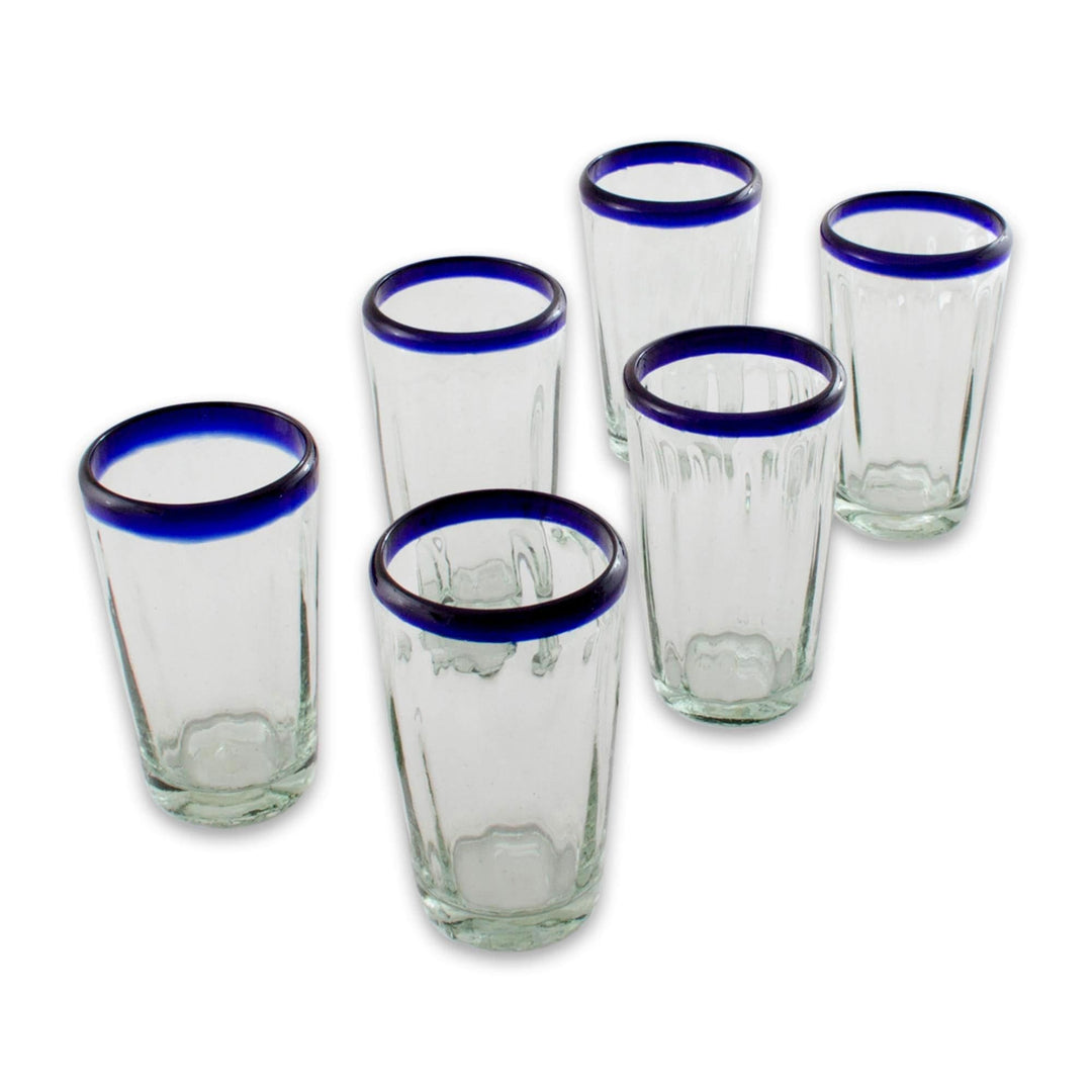 Handmade Glass Recycled Juice Drinkware (Set of 6) - Cobalt Groove