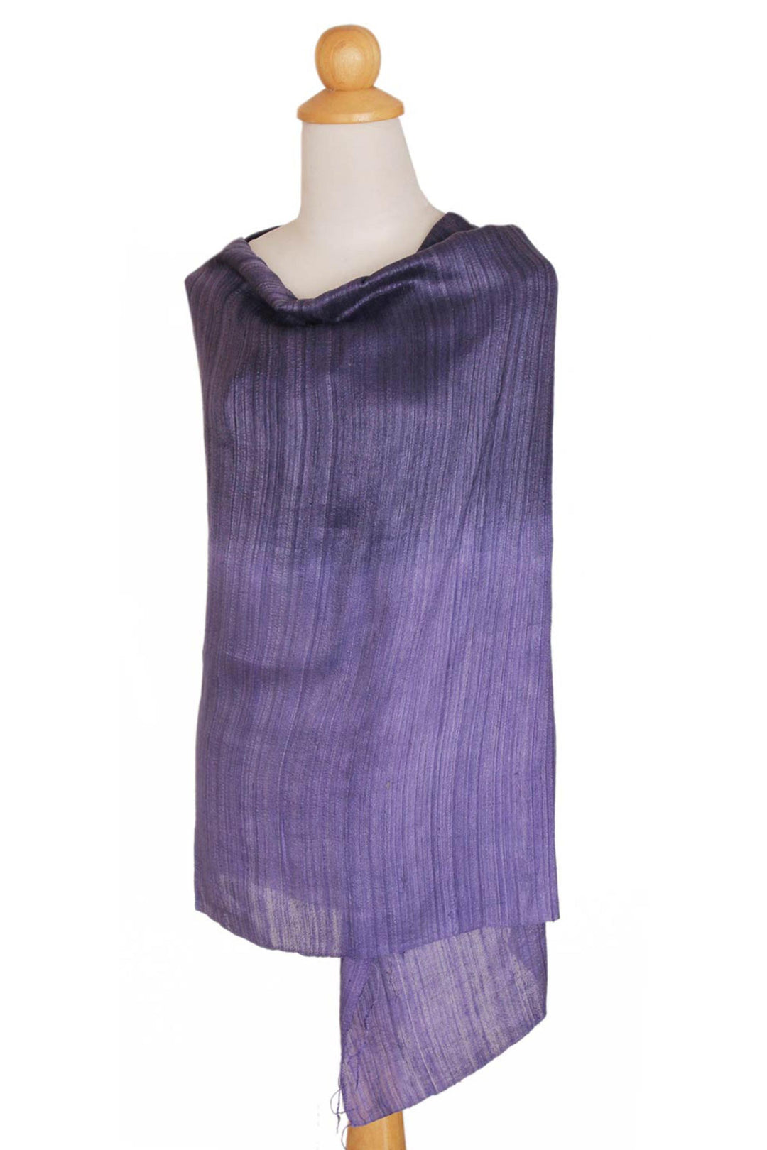 Purple Hand Crafted Thai Raw Silk Shawl - Bold Lily