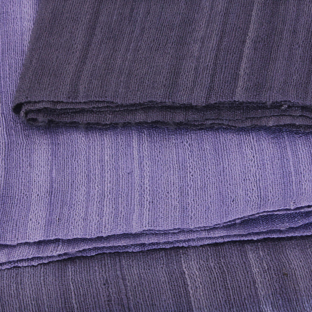 Purple Hand Crafted Thai Raw Silk Shawl - Bold Lily