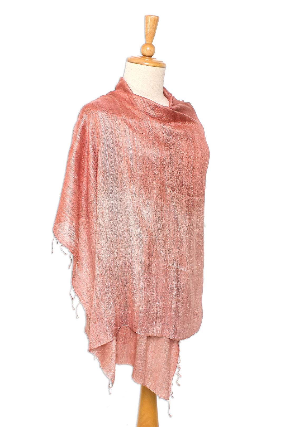 Handcrafted Silk Shawl - Bold Rose