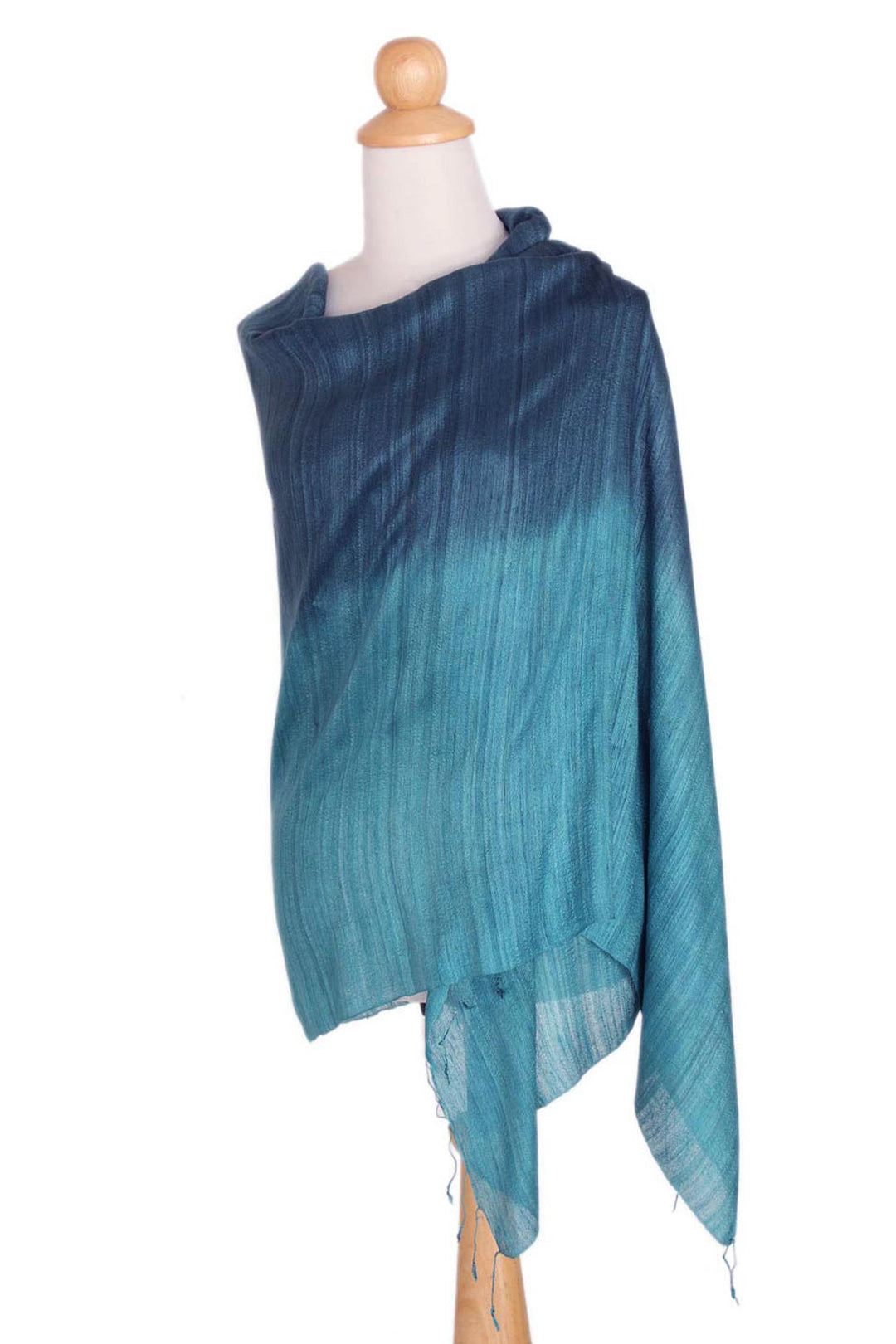 Handcrafted Silk Shawl - Bold Teal