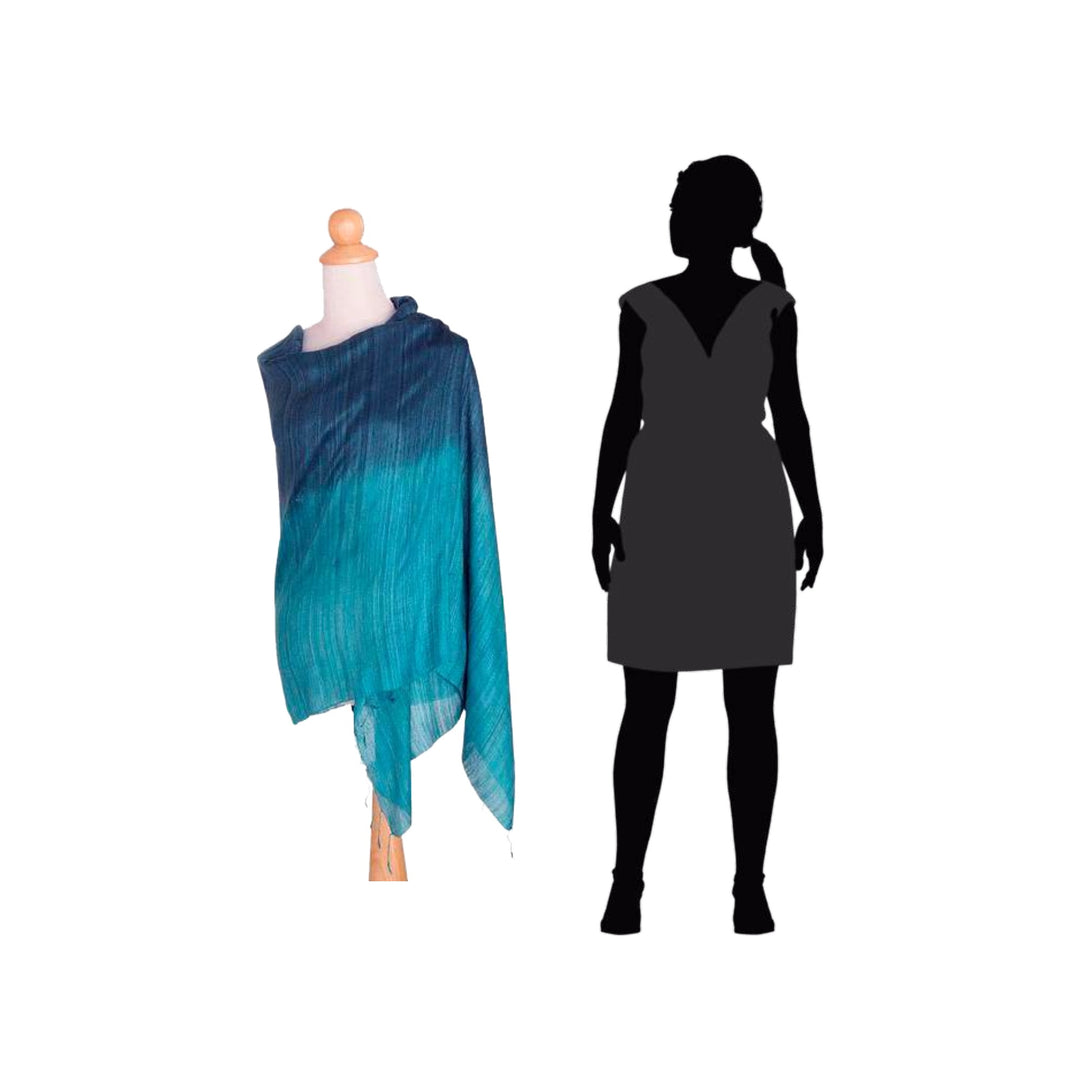 Handcrafted Silk Shawl - Bold Teal