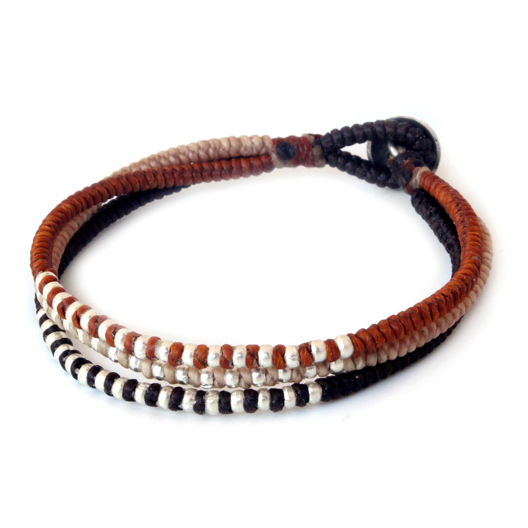 Handcrafted Hill Tribe Silver Braided Bracelet - Cool Thai Autumn
