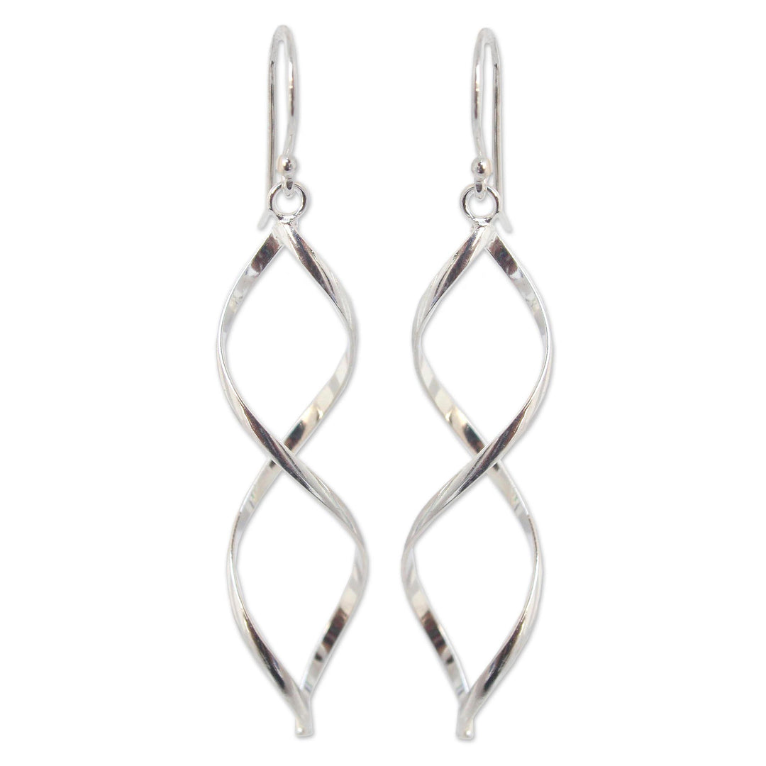 Modern Sterling Silver Dangle Earrings from Thailand - Infinito