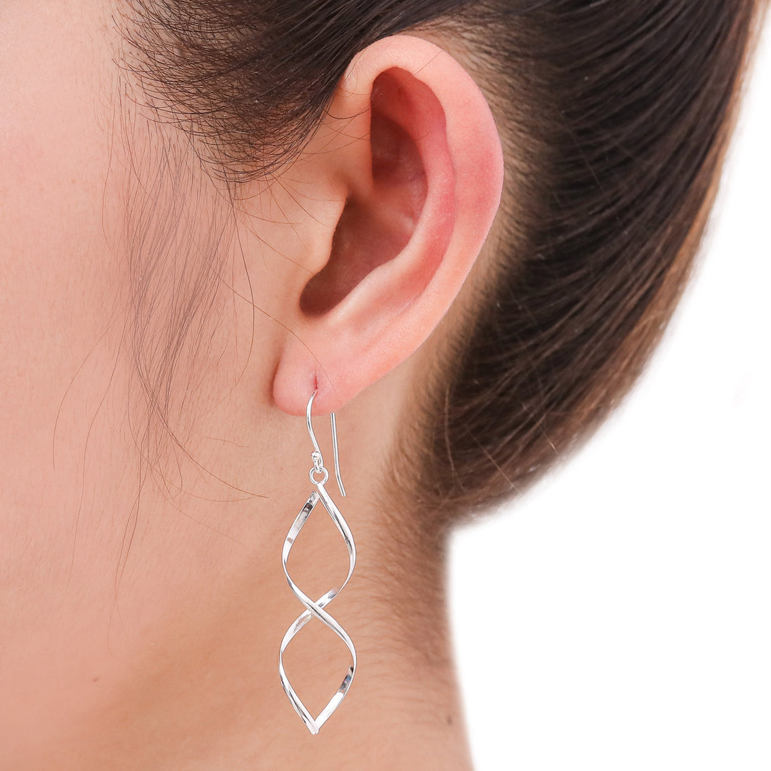 Modern Sterling Silver Dangle Earrings from Thailand - Infinito