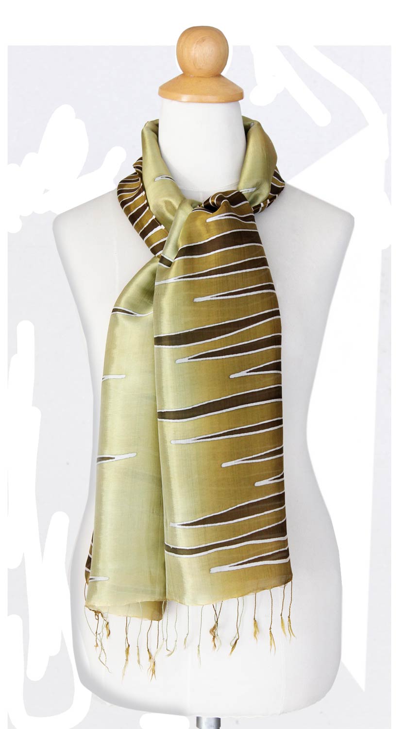 Batik Patterned Scarf - Olive Embrace