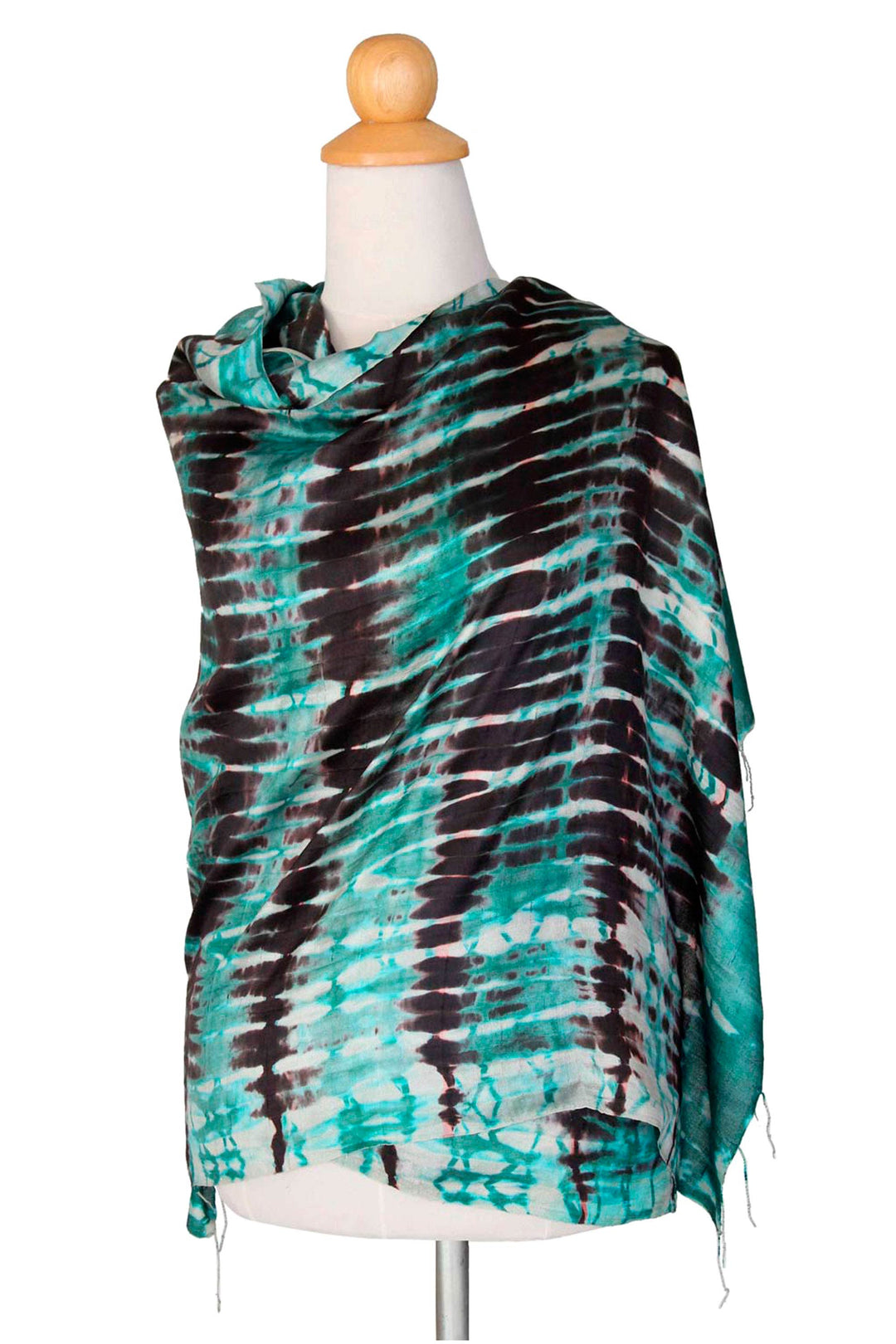 Hand Made Silk Shawl - Turquoise Reflecting Pools