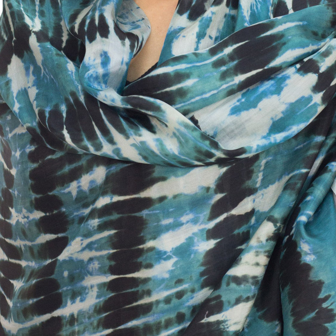 Hand Made Silk Shawl - Turquoise Reflecting Pools