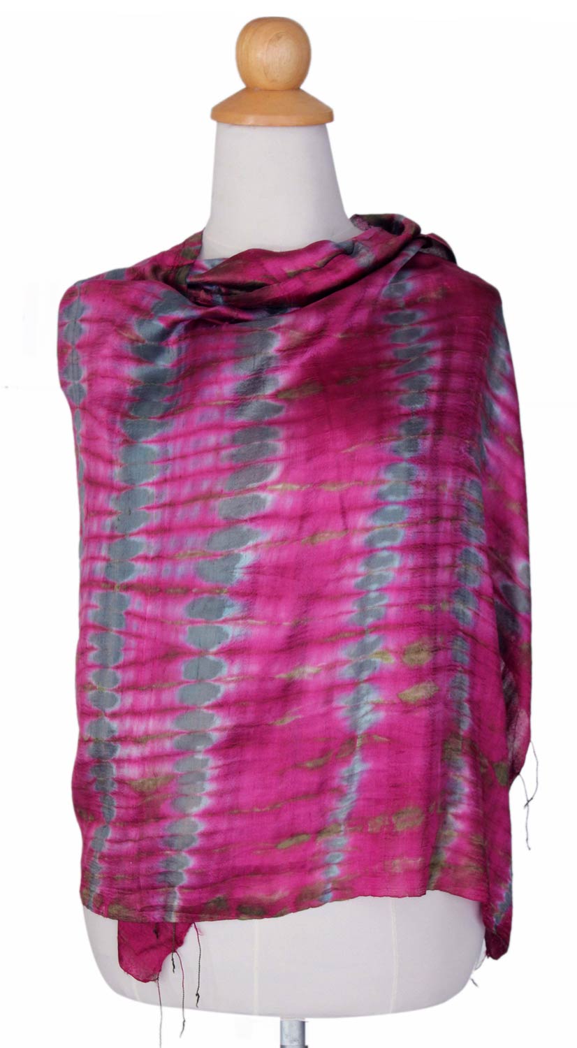 Tie Dye Silk Shawl - Pink Reflecting Pools