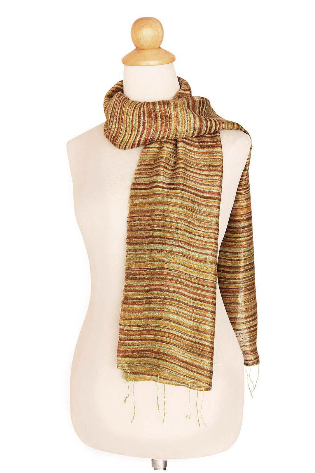 Hand Crafted Batik Silk Scarf - Mae Nam Khong Honey