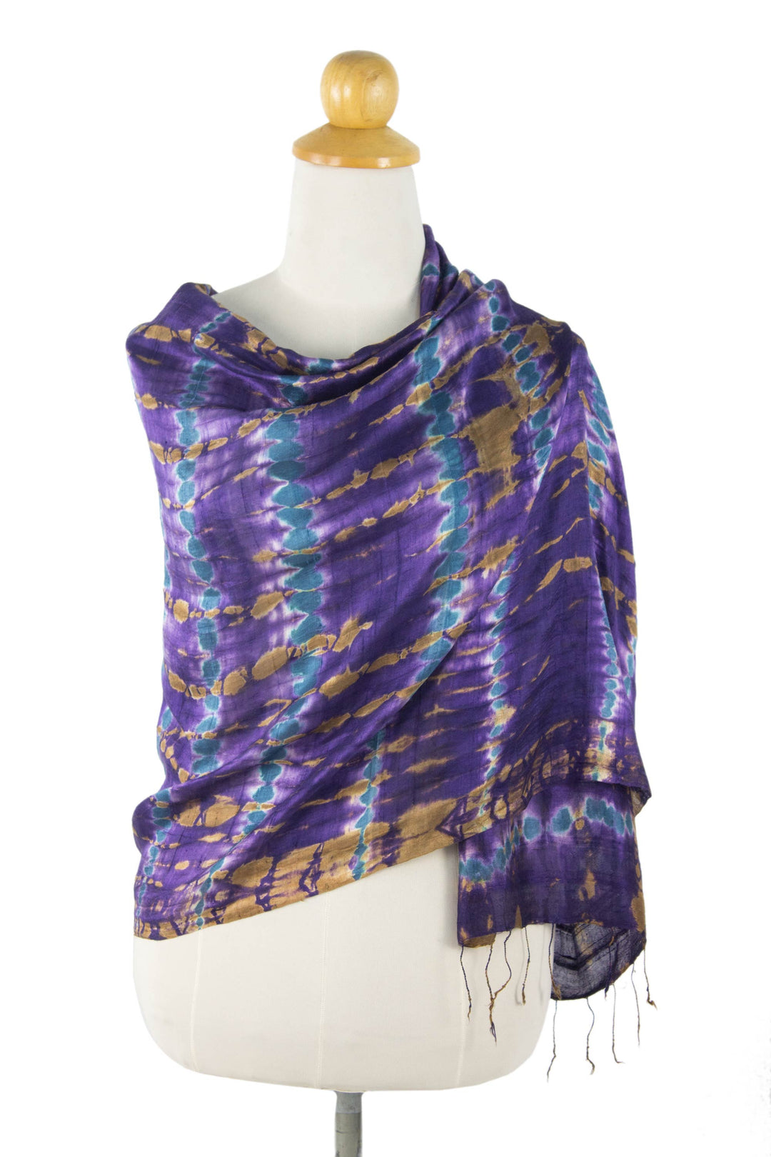 Fair Trade Tie Dye Silk Shawl - Orchid Mystique