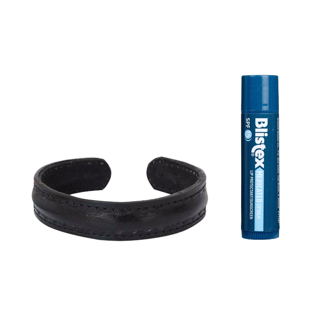 Men's Black Tooled Leather Cuff Bracelet - Casual Black Thai