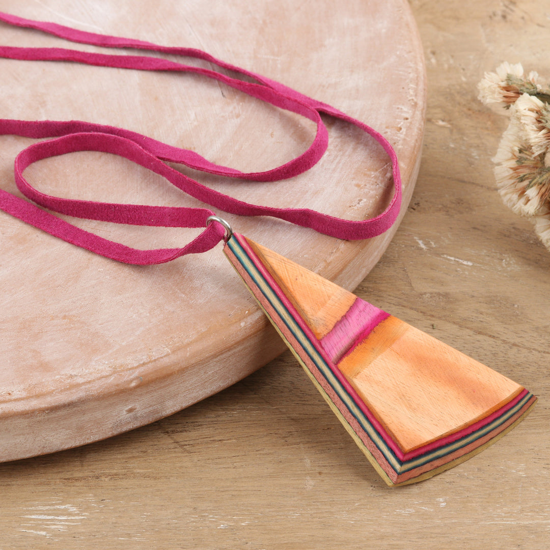 Wood and Leather Necklace Handcrafted Modern Jewelry  - Modernity