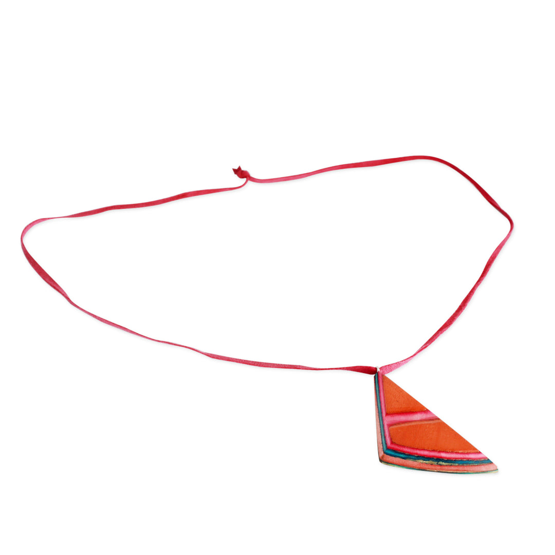 Wood and Leather Necklace Handcrafted Modern Jewelry  - Modernity