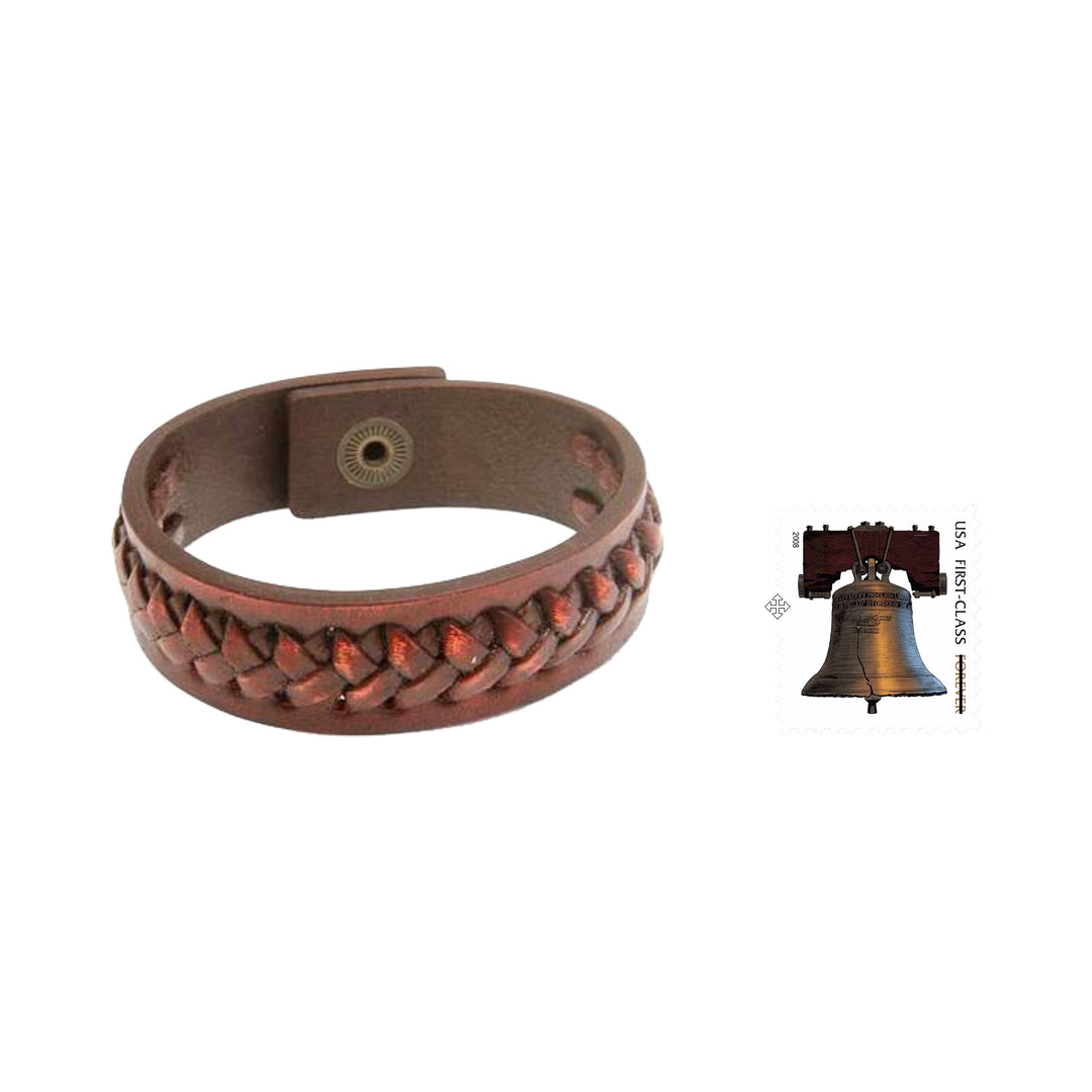 Artisan Crafted Indonesian Leather Bracelet - Brown Kingdom Warrior