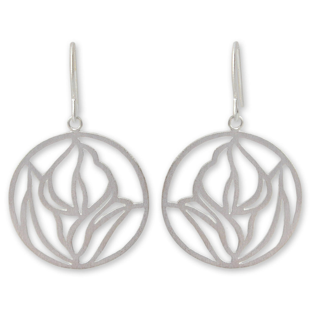 Sterling silver flower earrings - Anthurium