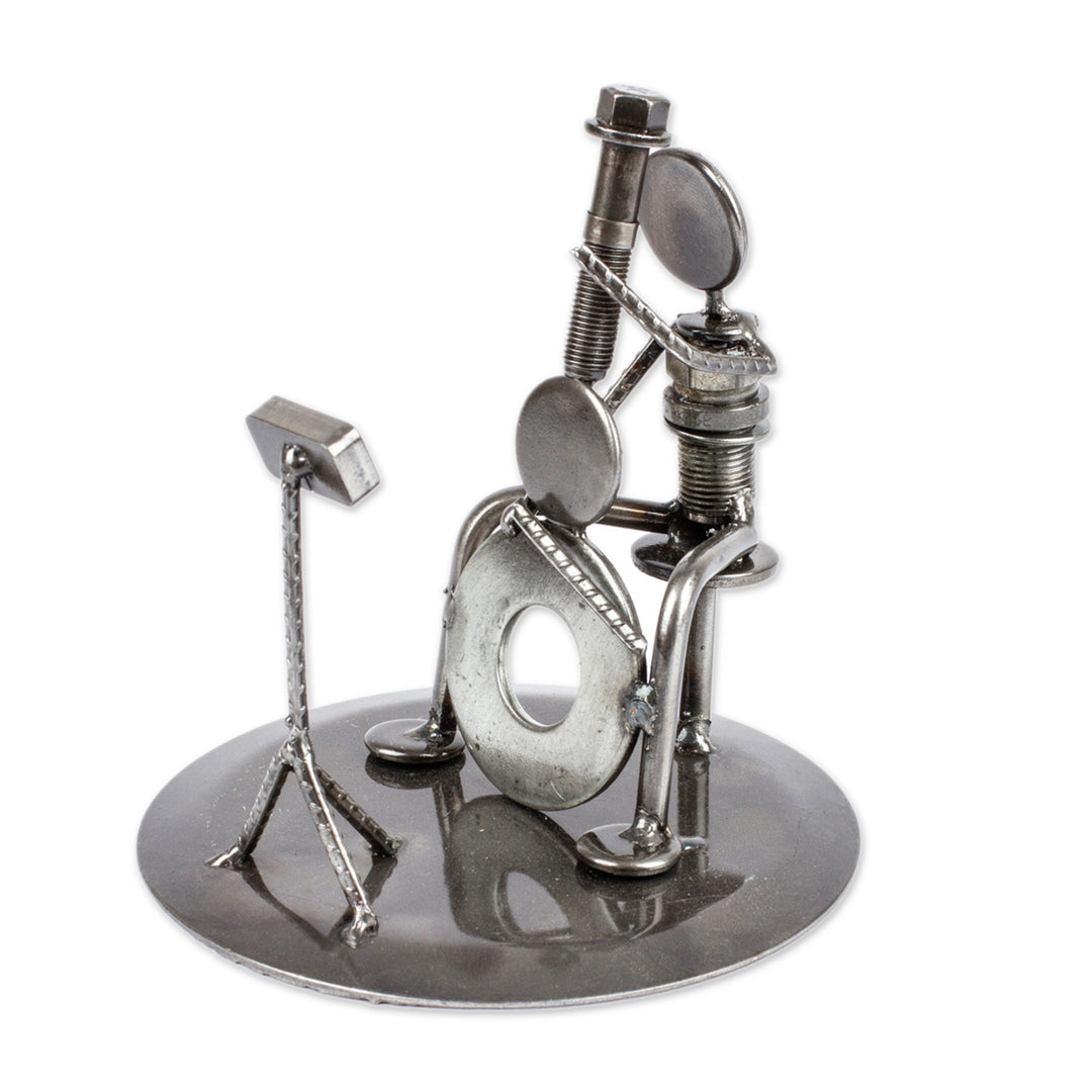 Recycled Car Part Cellist Sculpture - Rustic Cellist