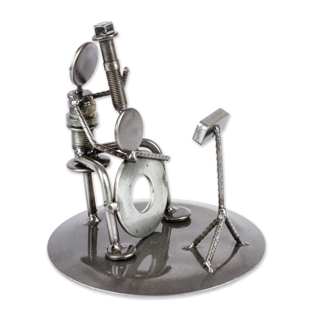 Recycled Car Part Cellist Sculpture - Rustic Cellist