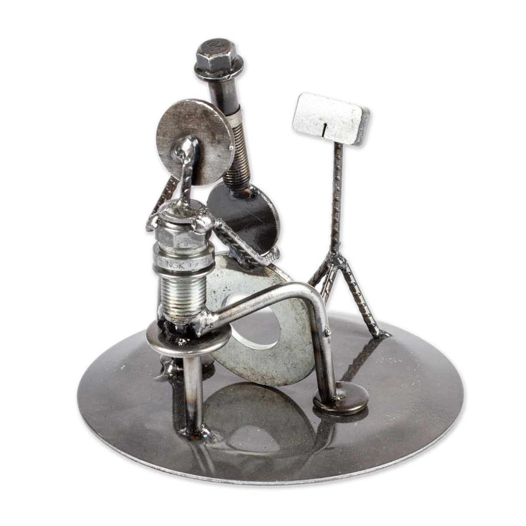 Recycled Car Part Cellist Sculpture - Rustic Cellist