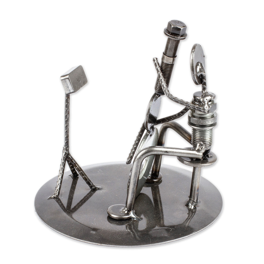 Recycled Car Part Cellist Sculpture - Rustic Cellist