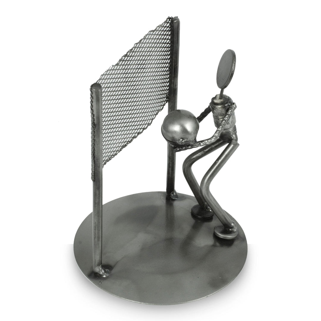 Recycled Car Part Volleyball Sculpture - Rustic Beach Volleyball