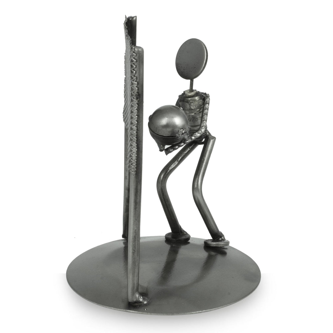 Recycled Car Part Volleyball Sculpture - Rustic Beach Volleyball