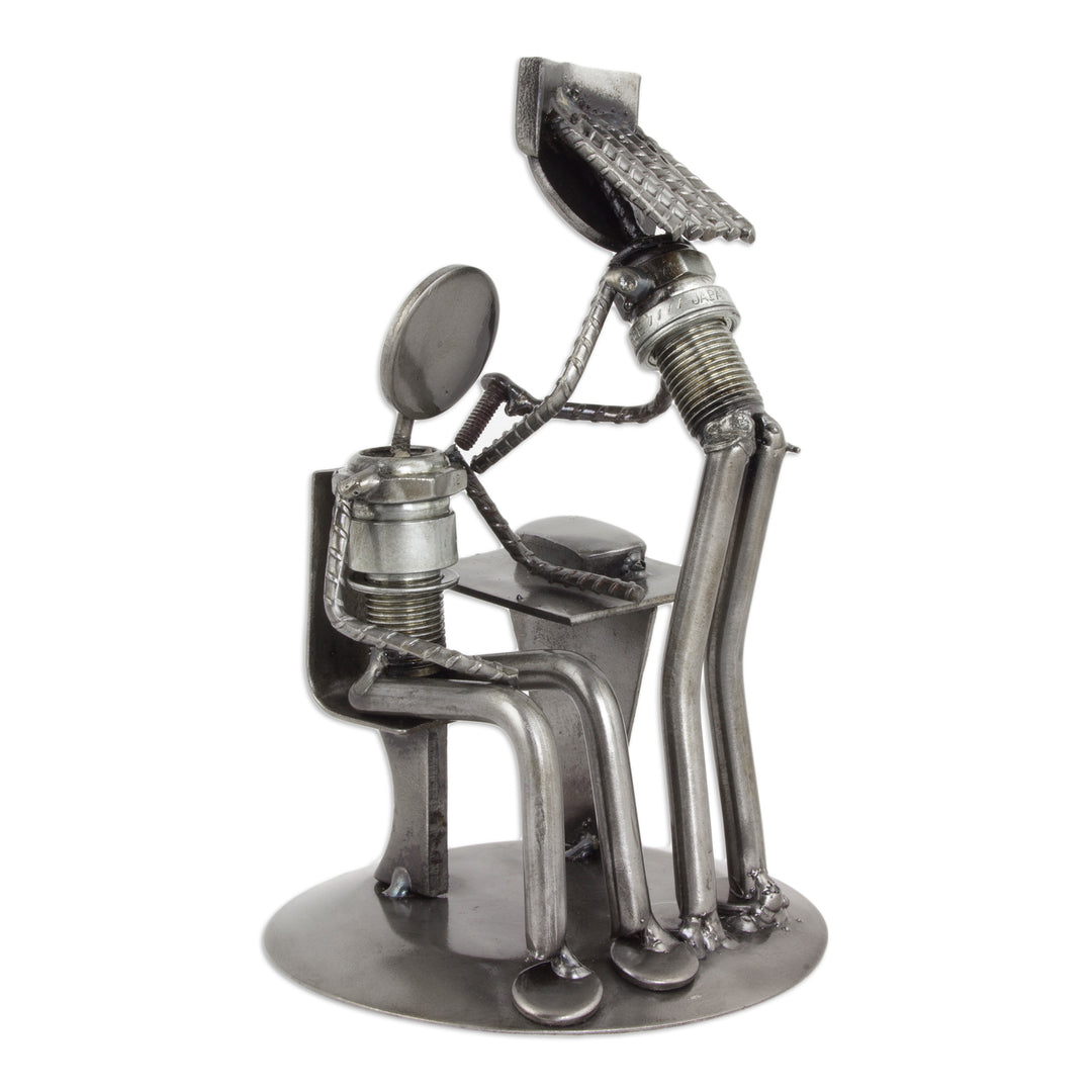 Recycled Car Part Nurse and Patient Sculpture - Beloved Nurse