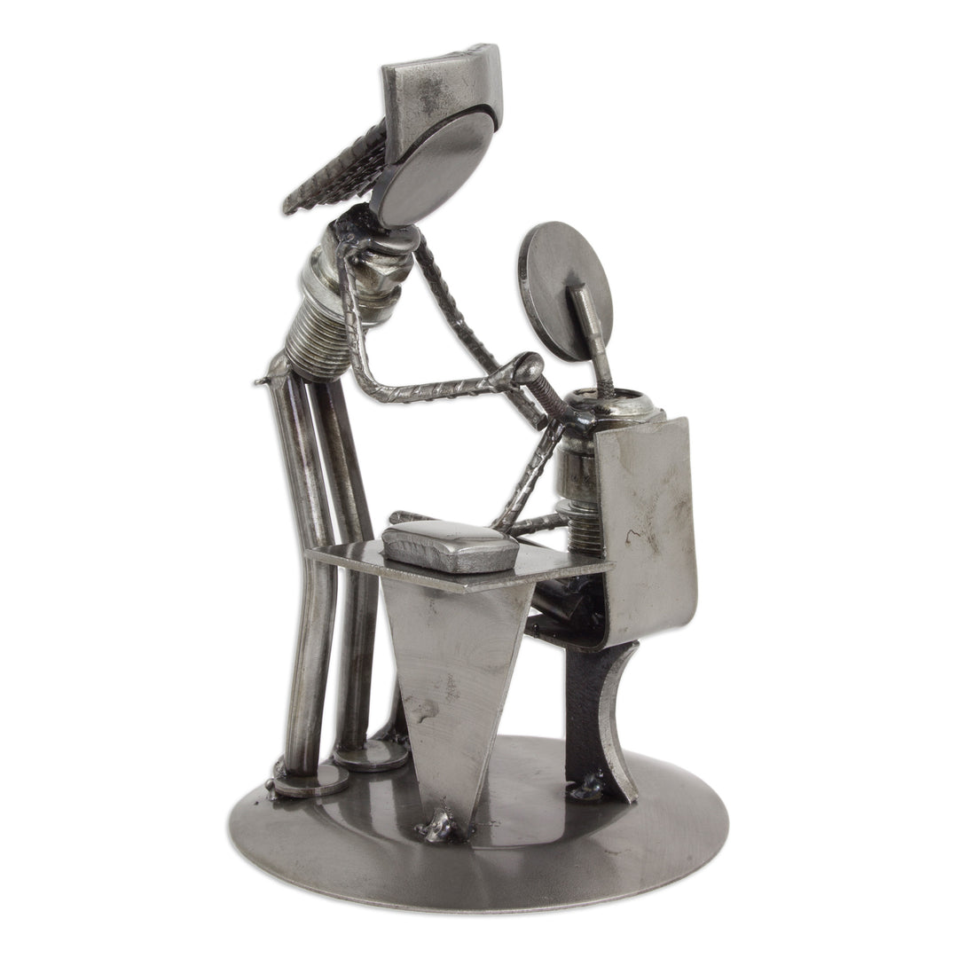 Recycled Car Part Nurse and Patient Sculpture - Beloved Nurse