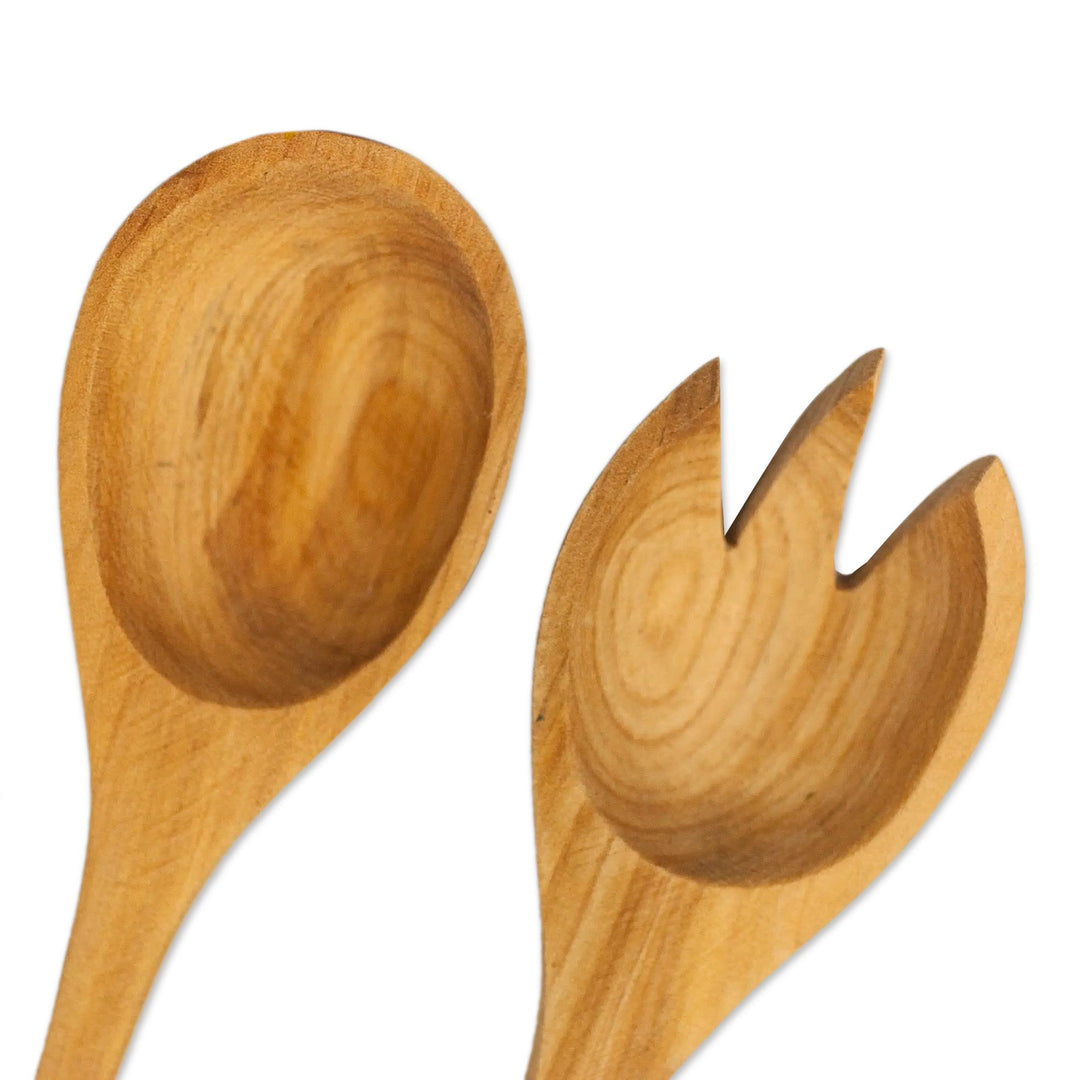 Wood salad serving set (Pair) - Avocado