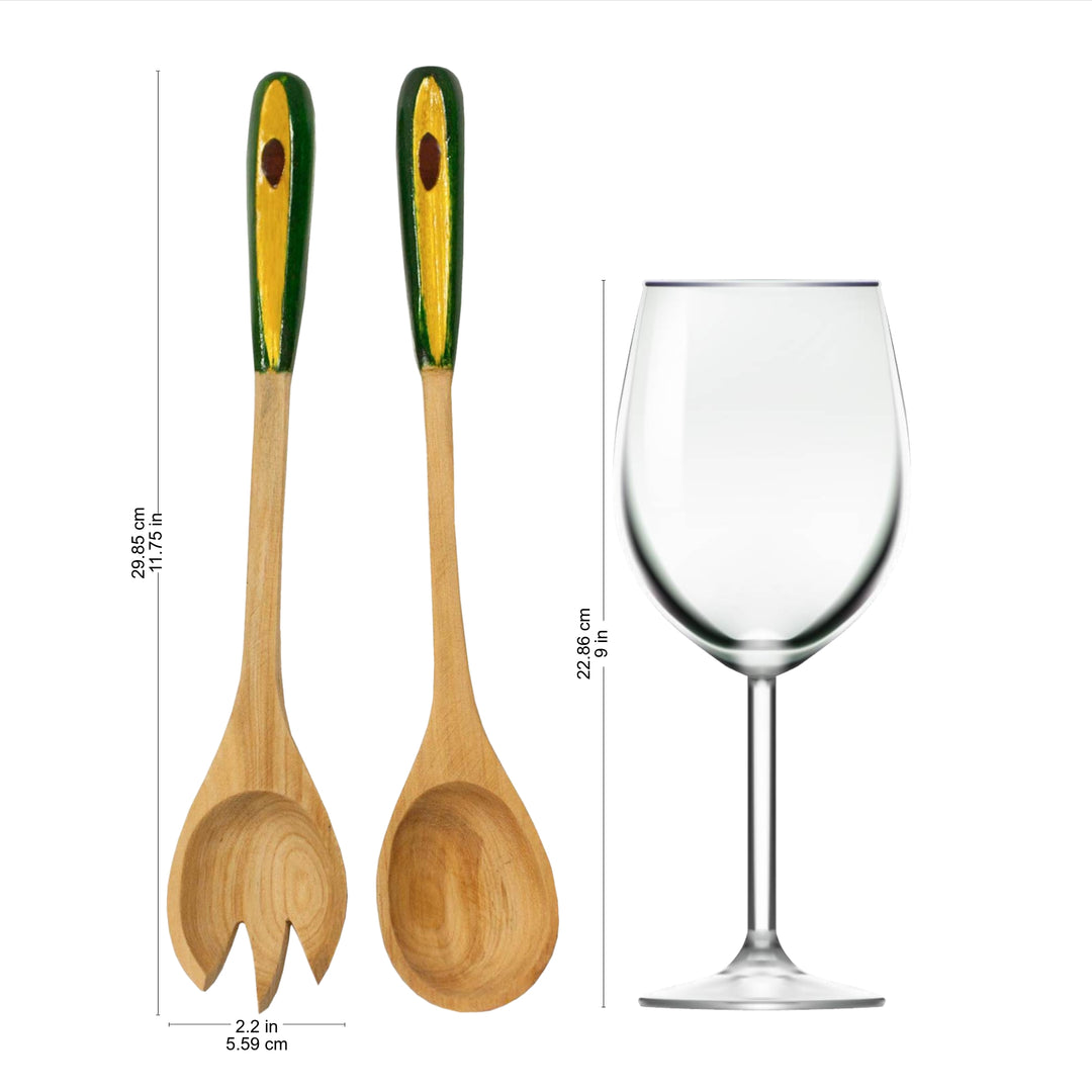 Wood salad serving set (Pair) - Avocado
