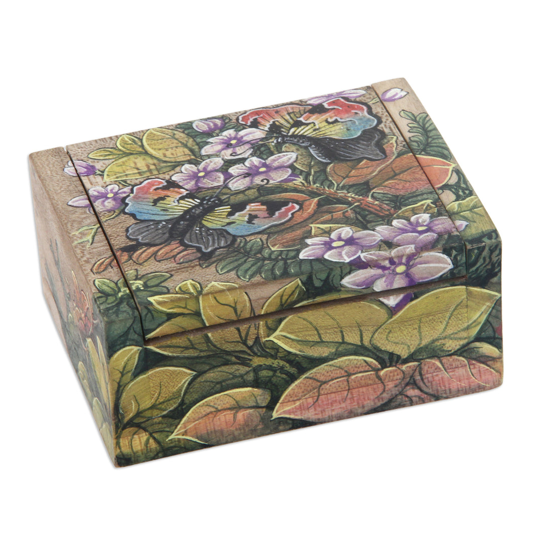 Unique Floral Jewelry Box - Butterfly Garden