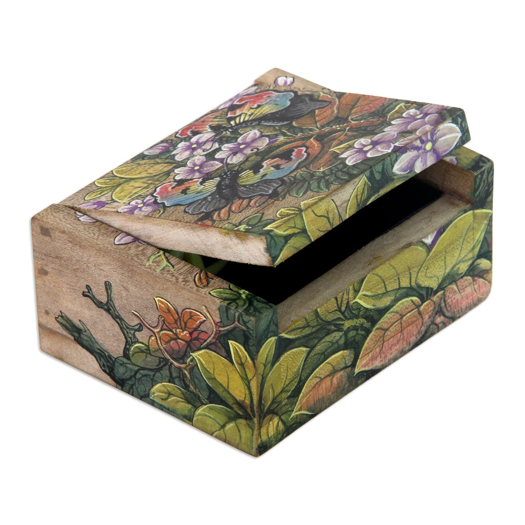 Unique Floral Jewelry Box - Butterfly Garden
