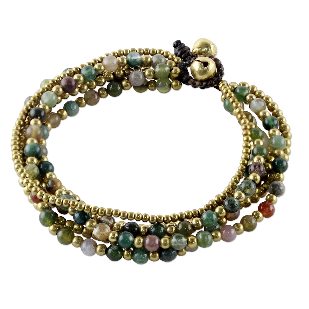 Hand Crafted Brass and Jasper Bracelet from Thailand - Joy