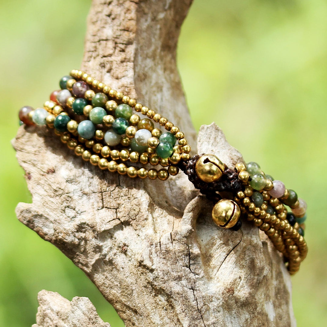 Hand Crafted Brass and Jasper Bracelet from Thailand - Joy