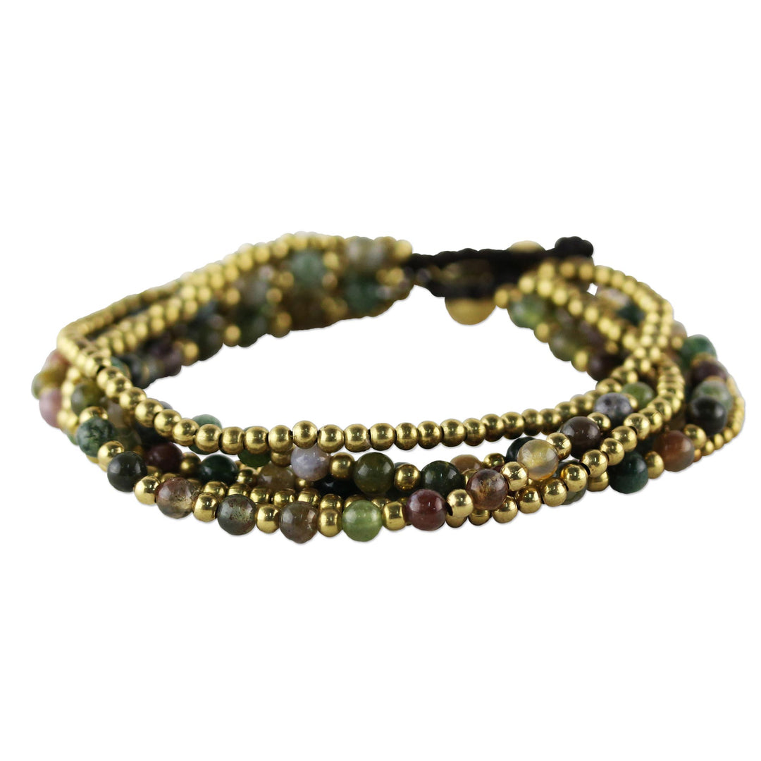 Hand Crafted Brass and Jasper Bracelet from Thailand - Joy