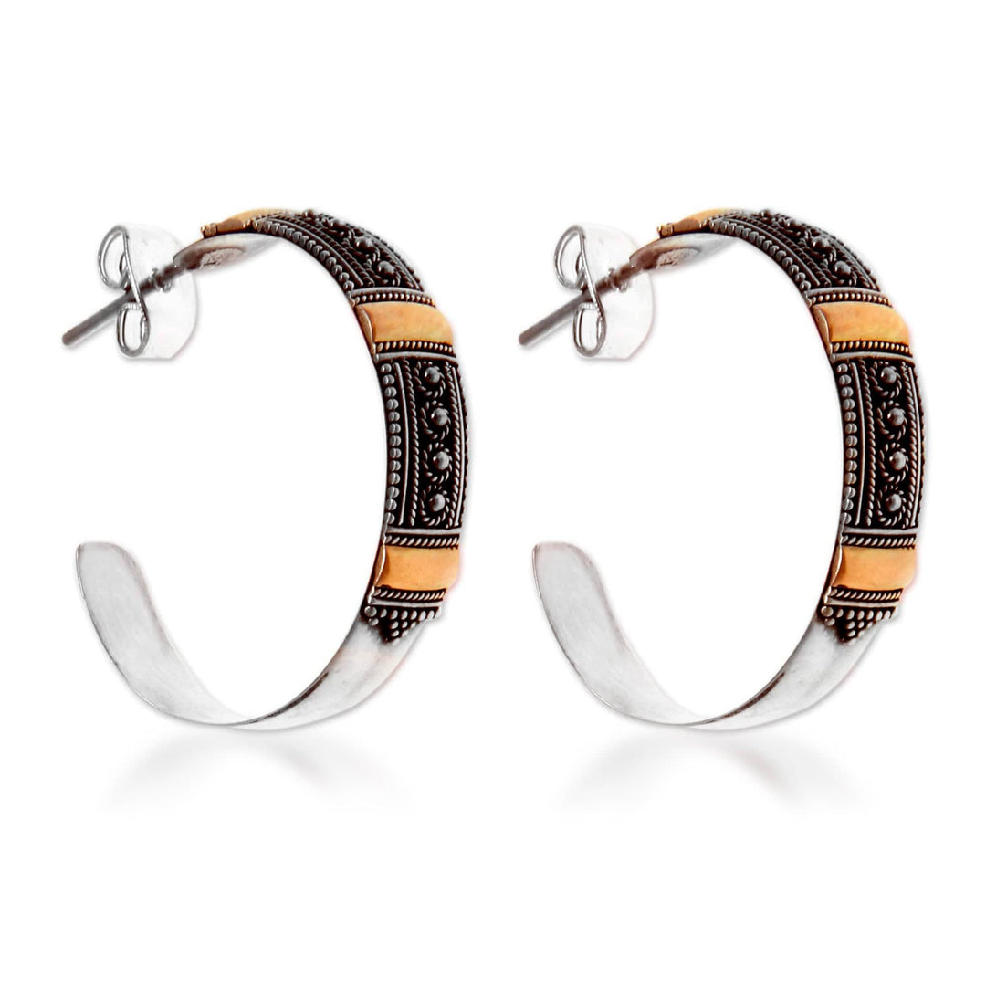 Gold accent half hoop earrings - Nusa Dua Sunrise