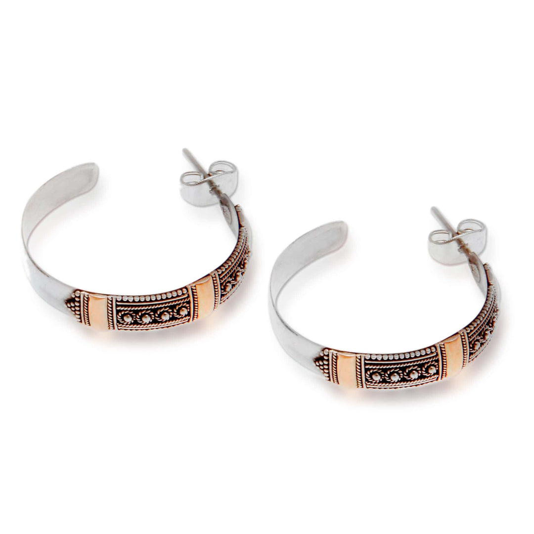 Gold accent half hoop earrings - Nusa Dua Sunrise