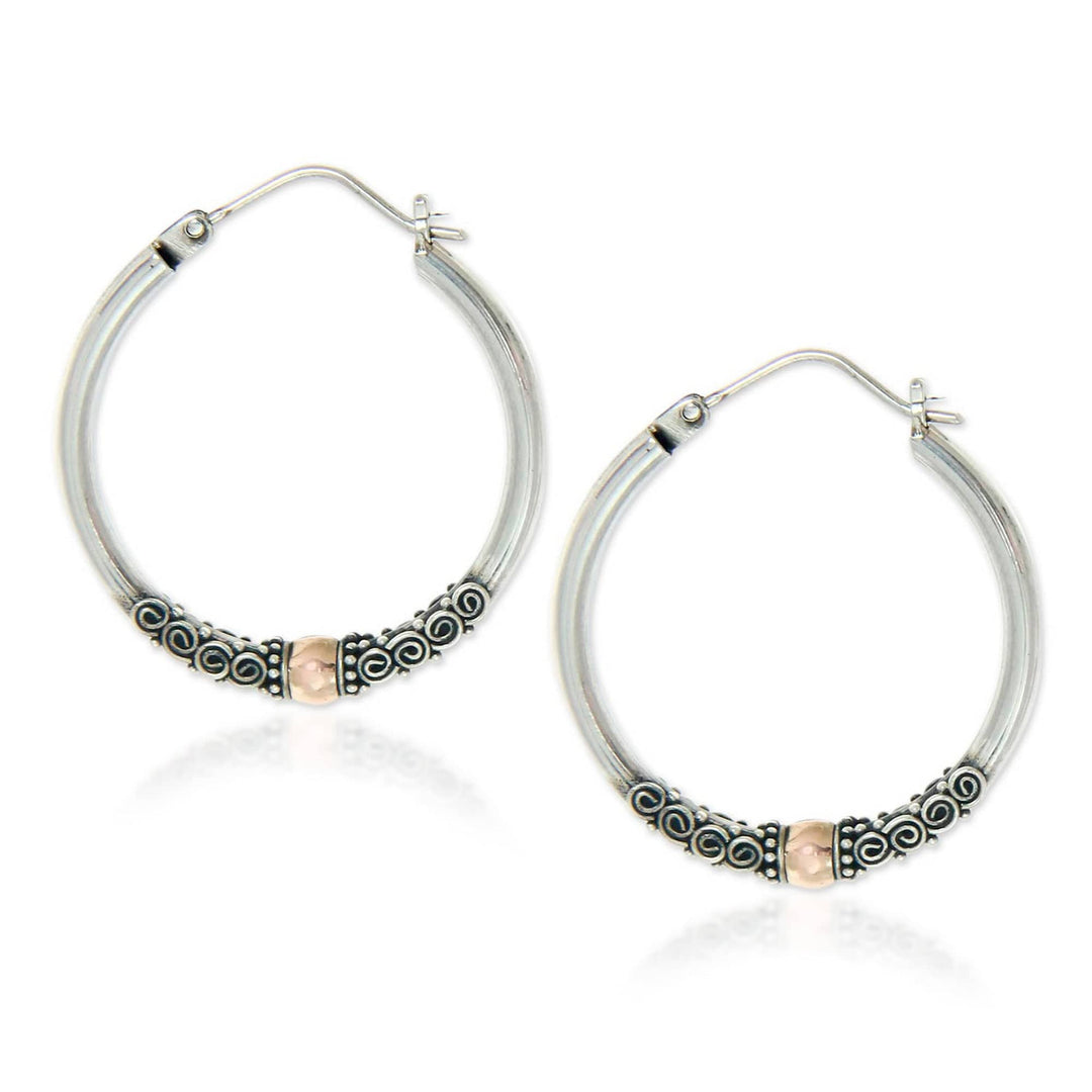 Fair Trade Gold Accented Sterling Silver Hoop Earrings - Cloud-Kissed Moon