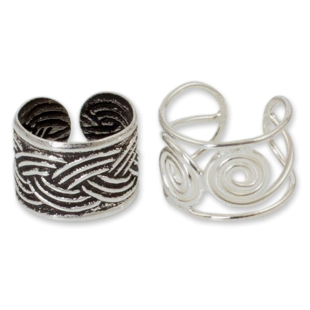 Sterling silver ear cuff earrings (Pair) - Contrasts
