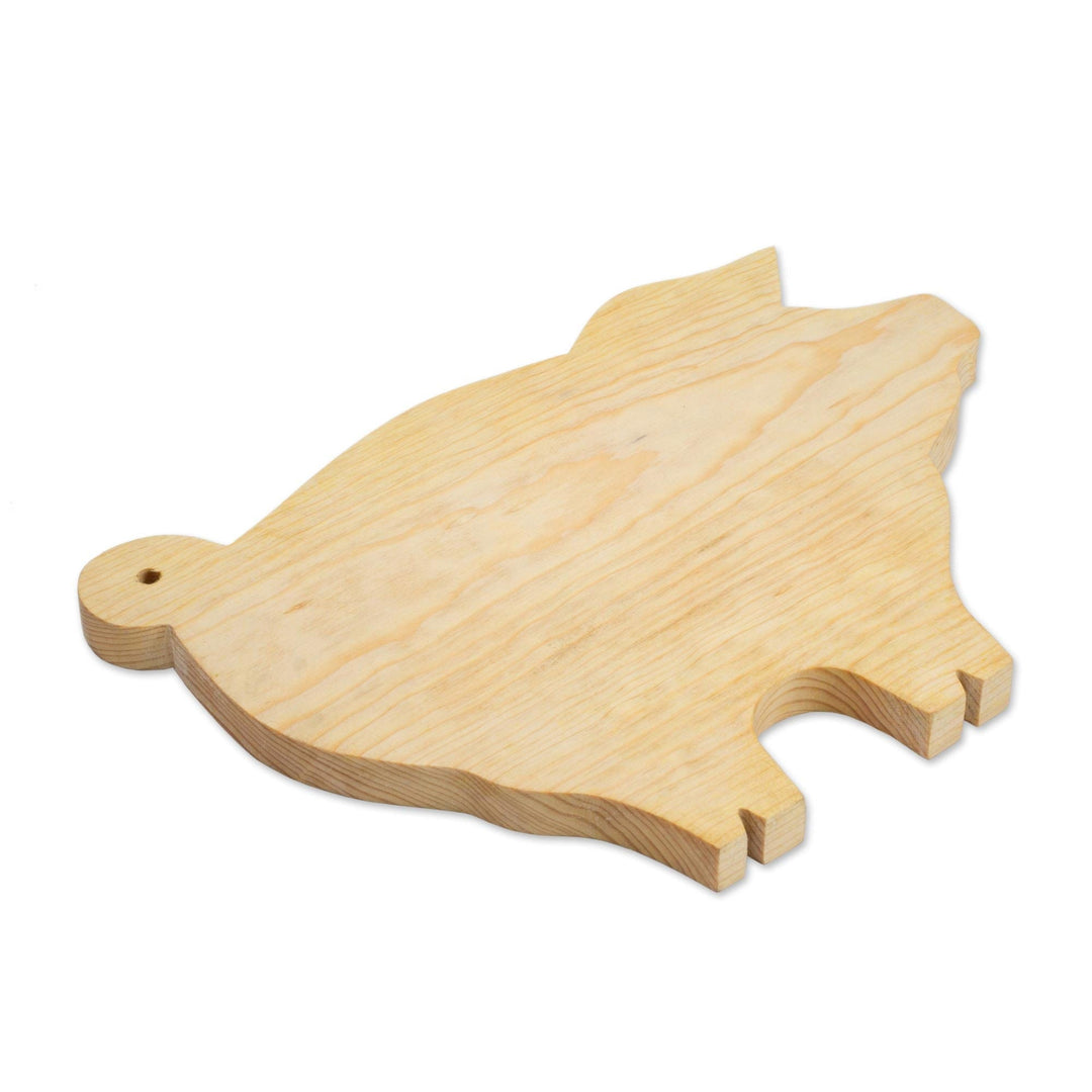 Hand Carved Natural Wood Chopping Board - Happy Pig