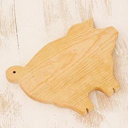 Hand Carved Natural Wood Chopping Board - Happy Pig