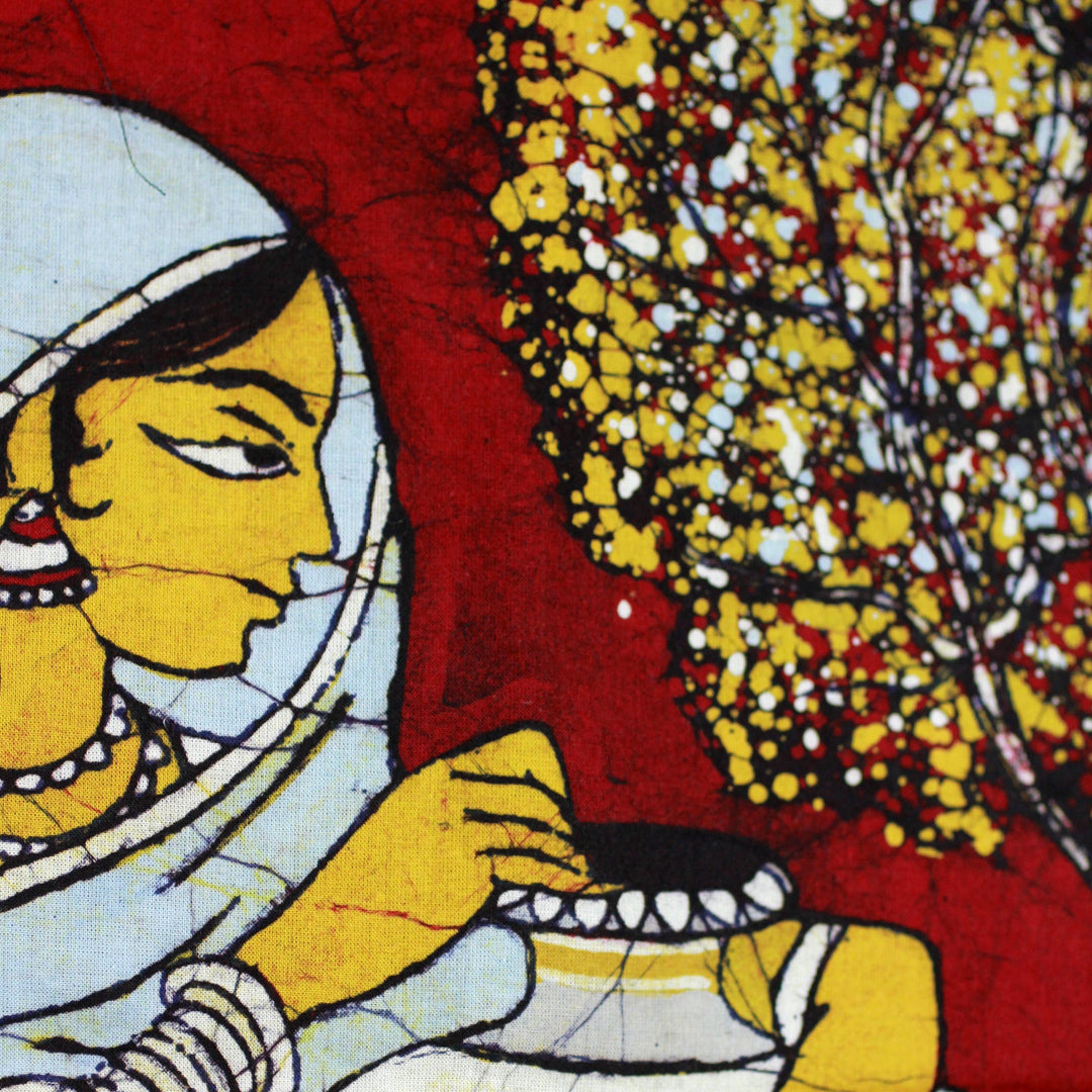 Cotton batik wall hanging - Carrying Water