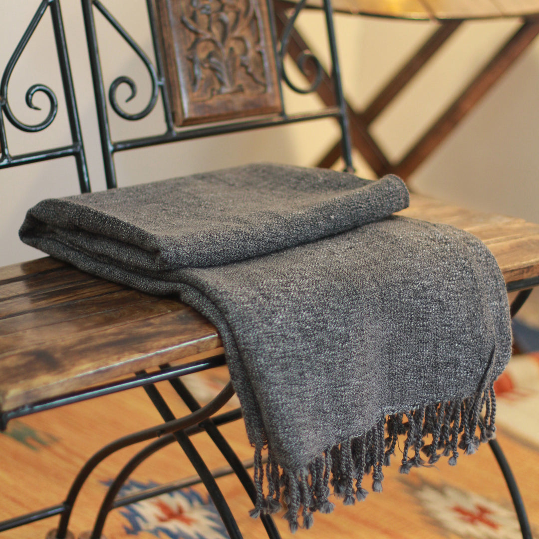 Solid Gray Throw Blanket from India - Grey Dove