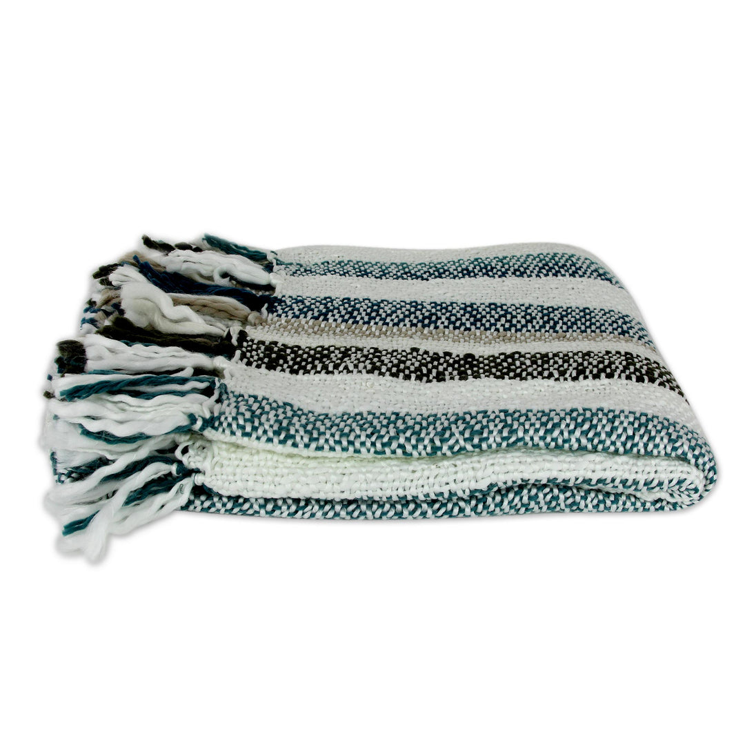 Indian Striped Throw Blanket - Teal Kiss