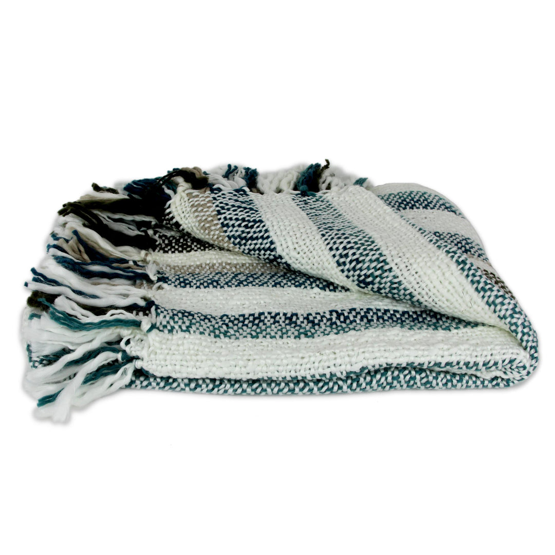 Indian Striped Throw Blanket - Teal Kiss