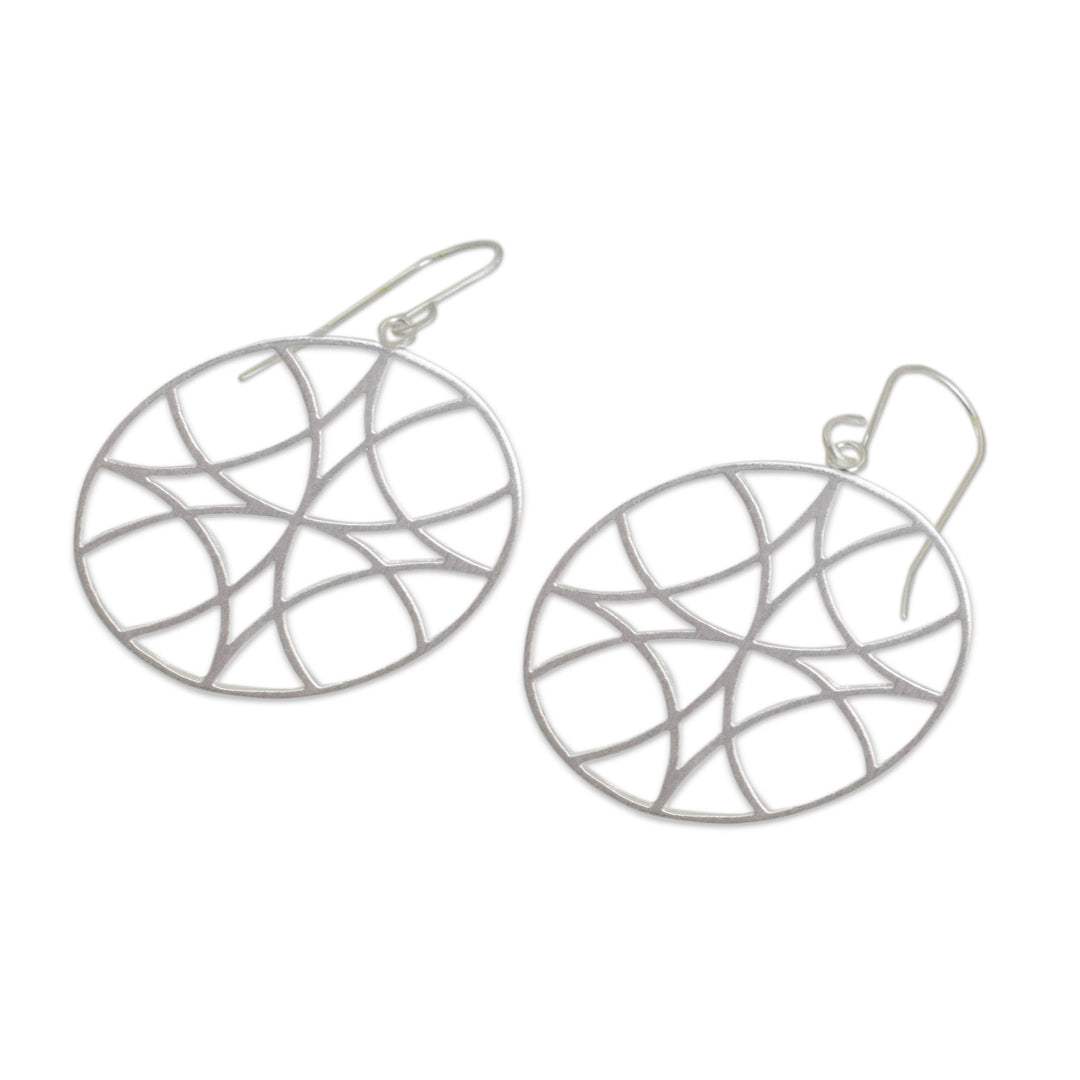 Silver dangle earrings - Snowflake Circle