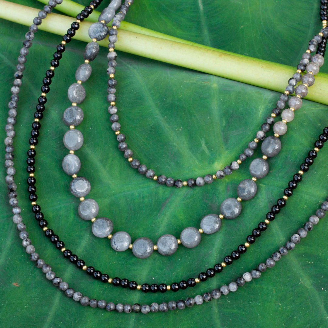 Labradorite Beaded Necklace from Thailand - Midnight Serenade